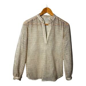 Vintage Adelaar Gold‎ Accent Sheer Metallic Grid Blouse Top Women Size 6